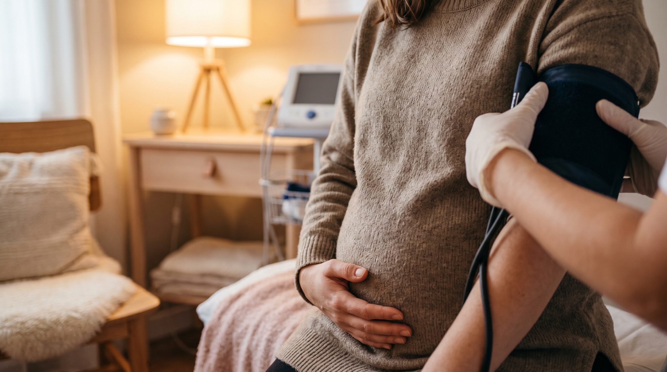 Pomiar ciśnienia u ciężarnej podczas wizyty prenatalnej